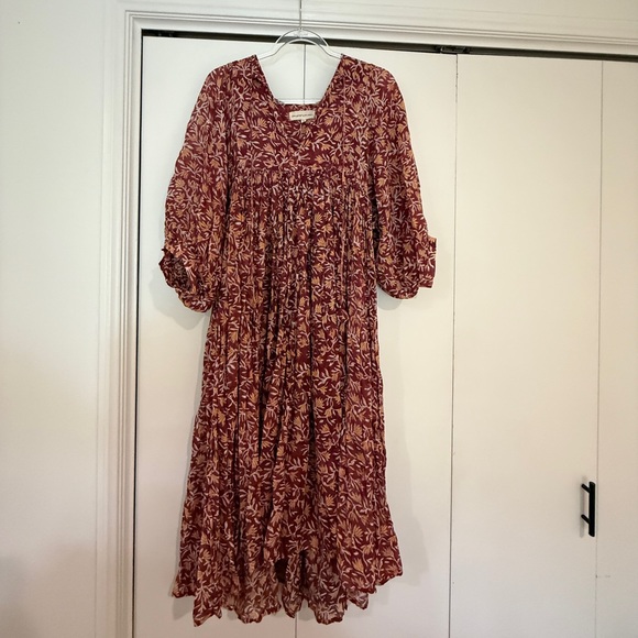 Daughters of India Dresses & Skirts - Daughters of India Brown Sundress with Bishop Sleeves and Scoop Neck